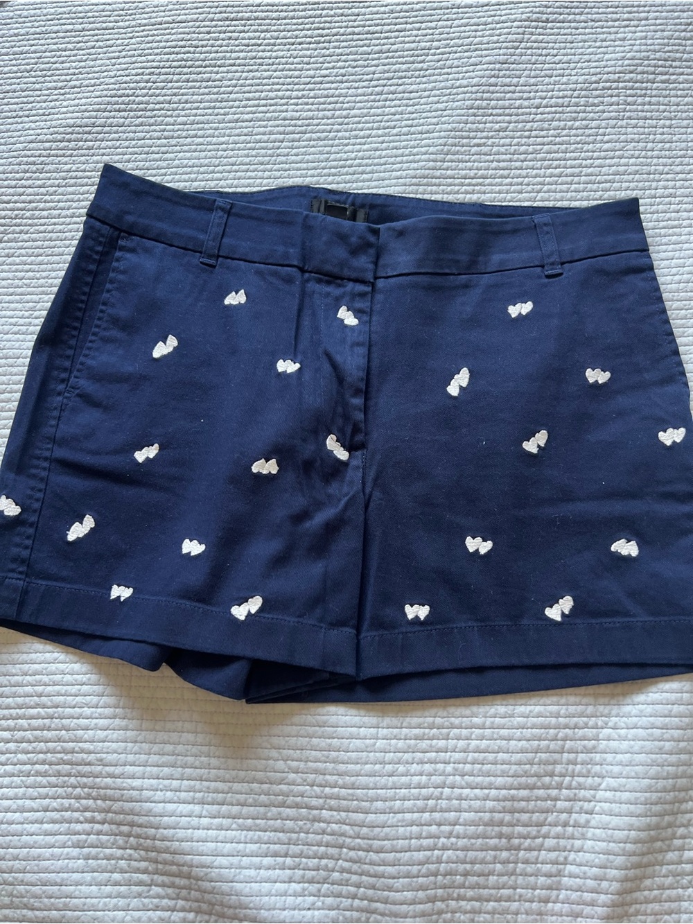 Jcrew Navy Blue Cotton Embroidered Heart Shorts - size 8
